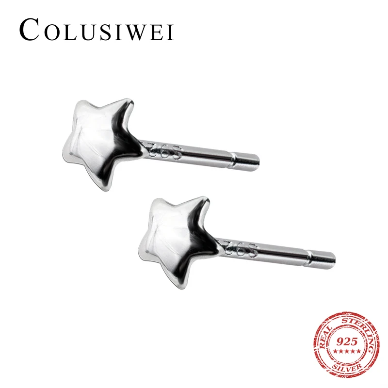 Colusiwei Настоящее серебро 925 проба звезда квадратные треугольные серьги гвоздики