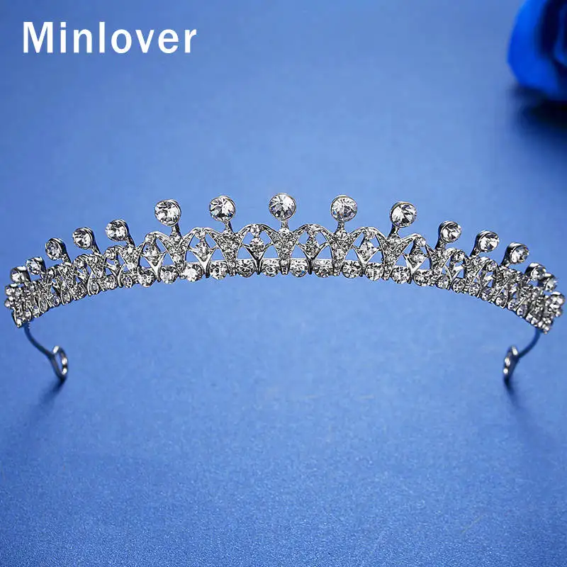 Minlover корона стразы свадебные диадемы короны для женщин аксессуары волос