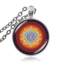 karairis classic buddhist sri yantra symbol long necklace sacred geometry crystal cabochon pendant choker sri yantra jewelry