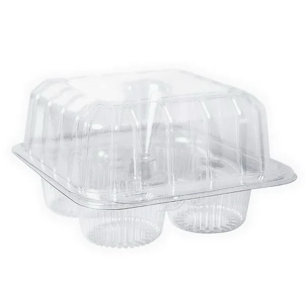 

4 / 6 Cavities Plastic Clear Cupcake Box And Packaging Box Portable Party Bread Container