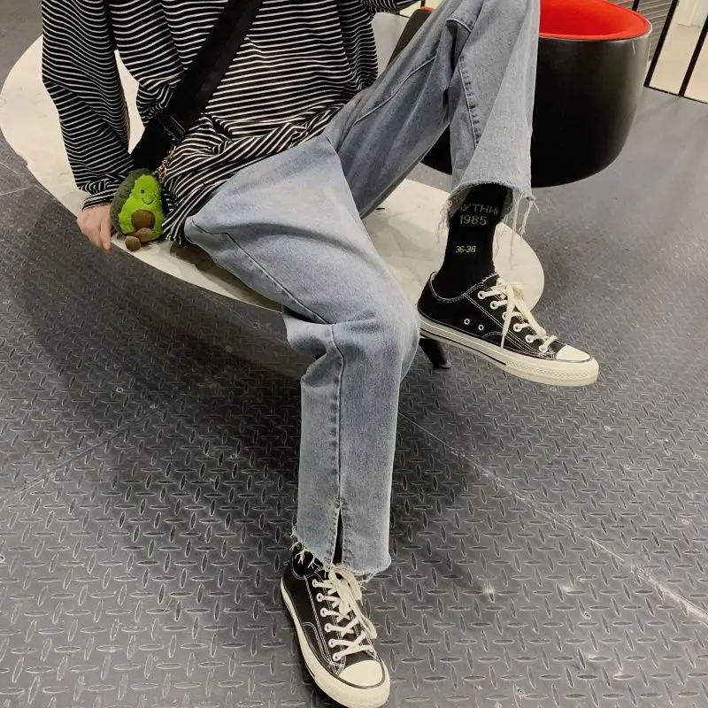 

Spring Summer Wide-leg Jeans Men's Fashion Casual Blue Jeans Men Streetwear Korean Loose Hip-hop Straight Denim Trousers Mens