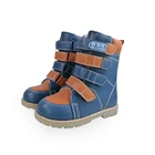 Детские кожаные ботинки с высоким берцем для мальчиков детская ортопедическая медицинская обувь крючки для девочек и петлей на весну, осень и зиму, с бантом