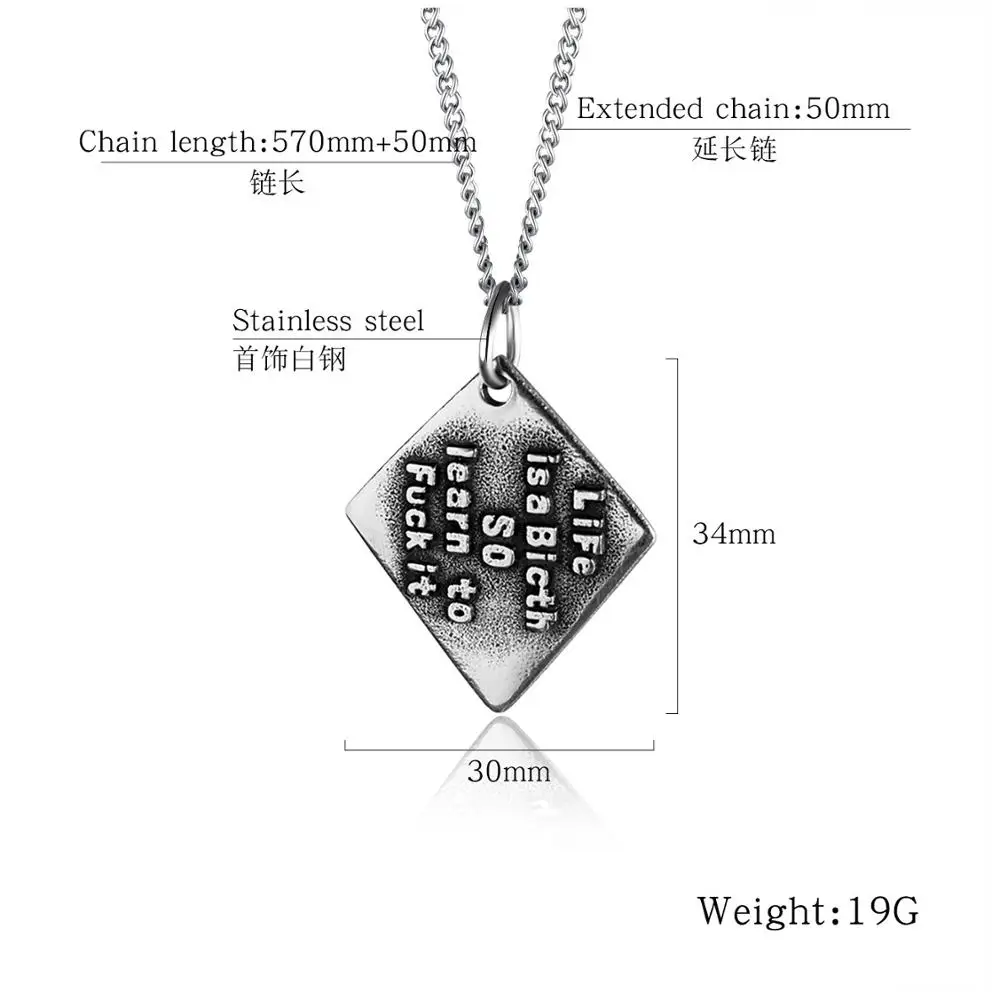 2019 Factory direct European and American fashion retro square personality tide men student pendant | Украшения и аксессуары