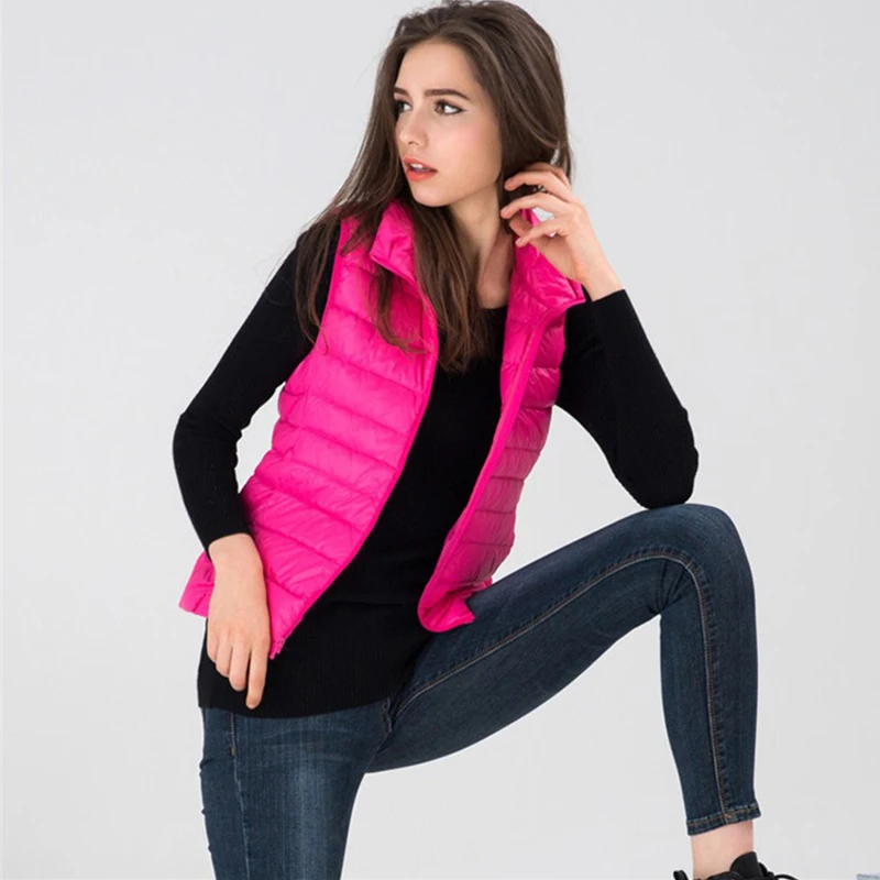 FTLZZ женский ульсветильник жилет на белом утином пуху женская тонкая куртка без