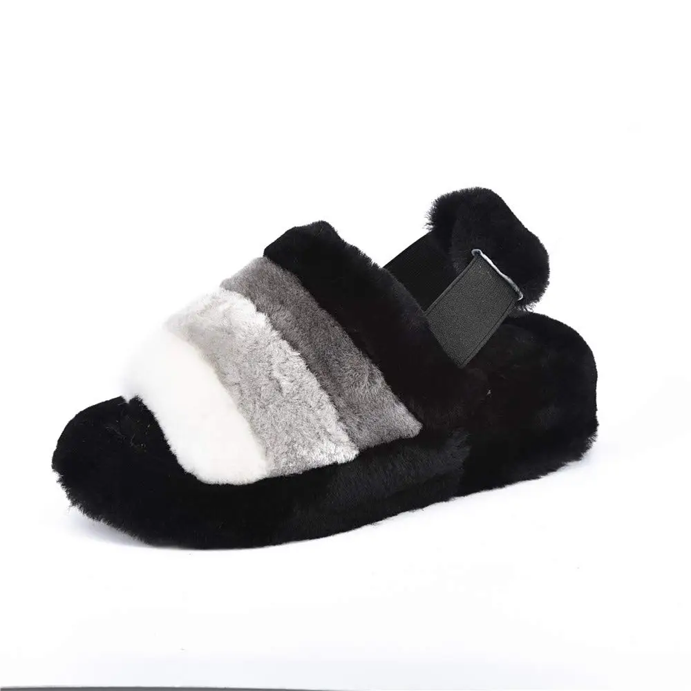 Женские тапочки из овечьей кожи босоножки на танкетке нескользящие удобные