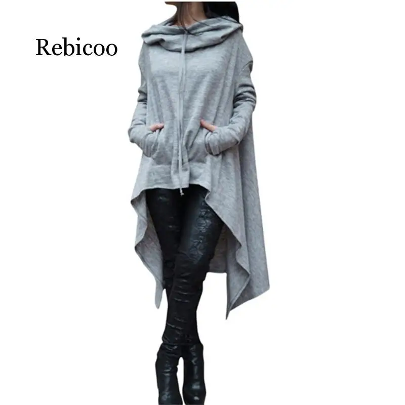 

2019 autumn and winter explosion models Europe and the United States solid color long hooded