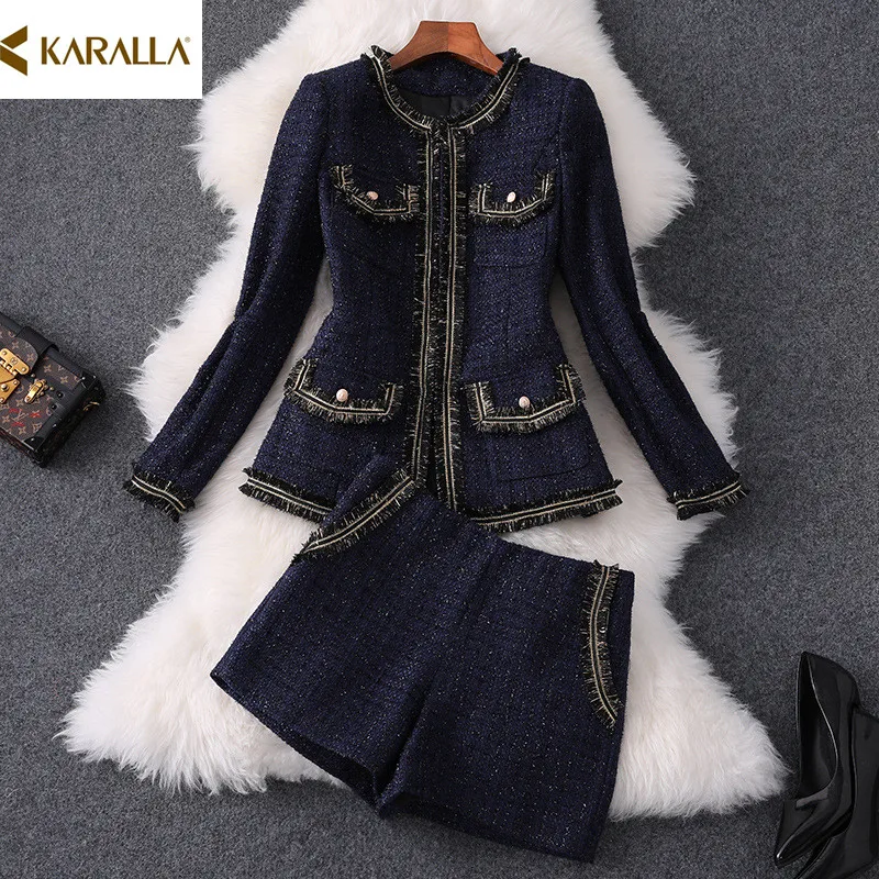 Элегантная верхняя одежда для женщин комплект из 2 предметов со штанами весна