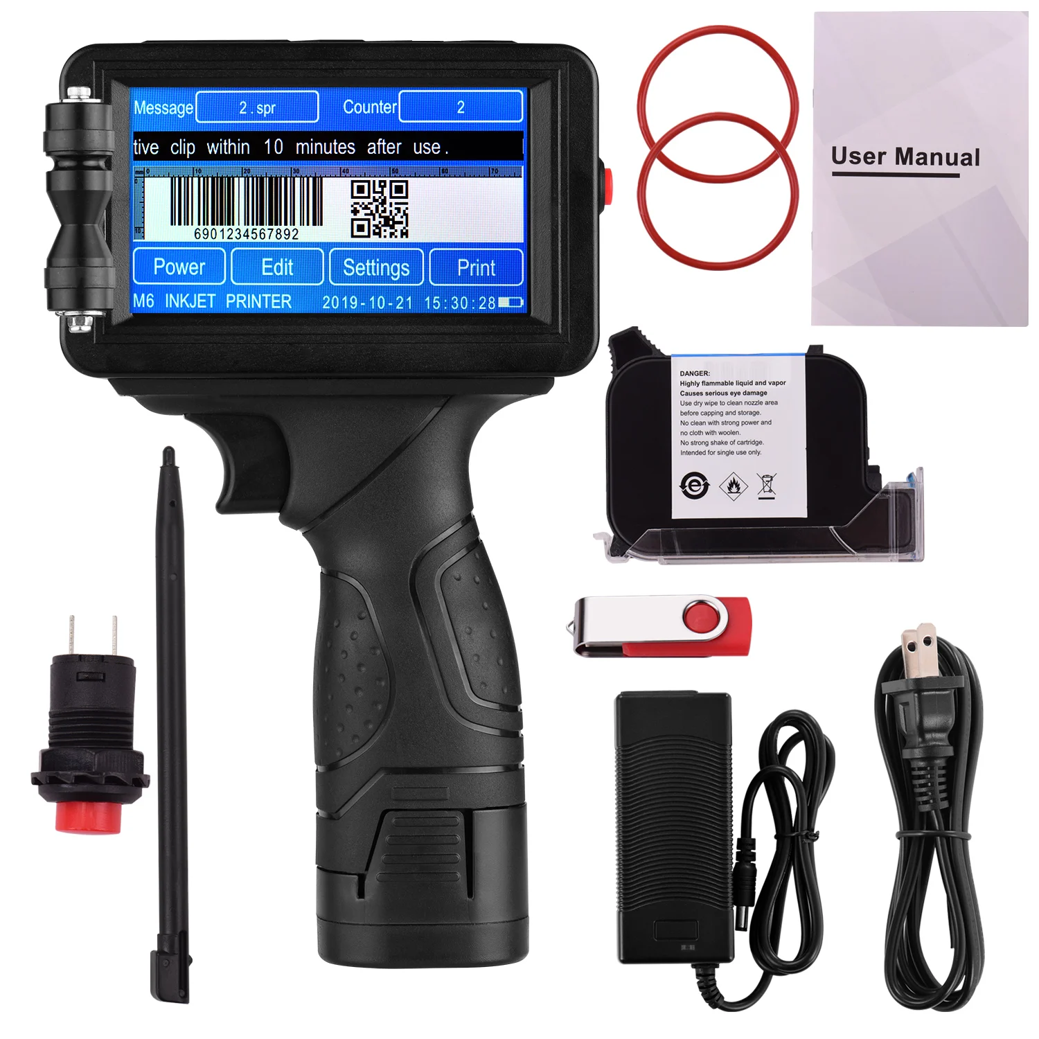 Портативный интеллектуальный струйный принтер высокой четкости M6 ручной с