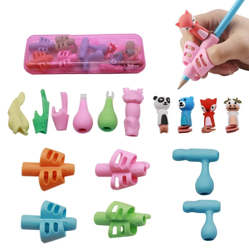 

16pcs Children Writing Pencil Pen Holder Kids Learning Practise Silicone Pen Aid Grip Posture Correction Device for Students