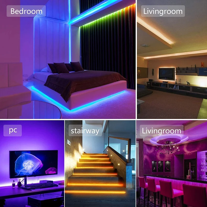 Цветная (RGB) Светодиодные ленты огни Цвет изменение музыкальной синхронизации