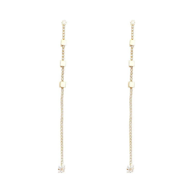 

Exaggerated Long Zircon 2021 Hiphop/rock Genuine Earrings for Women Girls Luxurious Party