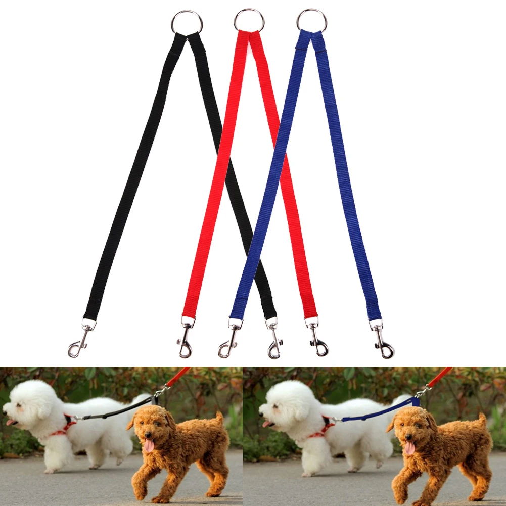 

Nylon Double Dual Two Pets Dogs Leash 2 Way Coupler Walk Necklace