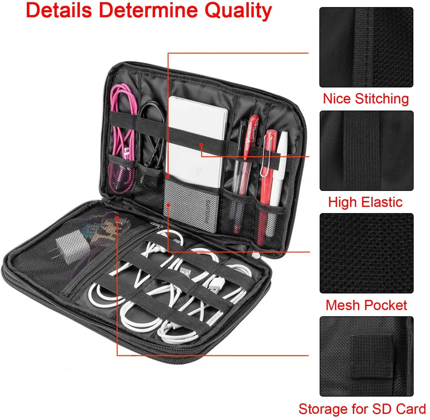 

Gadget Organizer USB Cable Storage Bag Travel Digital Electronic Accessories Pouch Case USB Charger Power Bank Holder Kit Bag