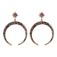 wholesale jujia luxury female crystal moon star earrings luxury gold drop earrings for women fashion geometric wedding earrings