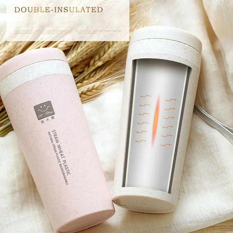 Кружка термос из пшеничной соломы 300 мл|Одноразовые пластиковые стаканы| |