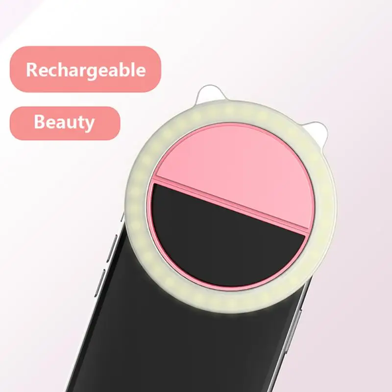 

USB Charge LED Selfie Ring Light Supplementary Lighting Night Darkness Selfie Enhancing For Phone Fill Light Flashes Maquillaje