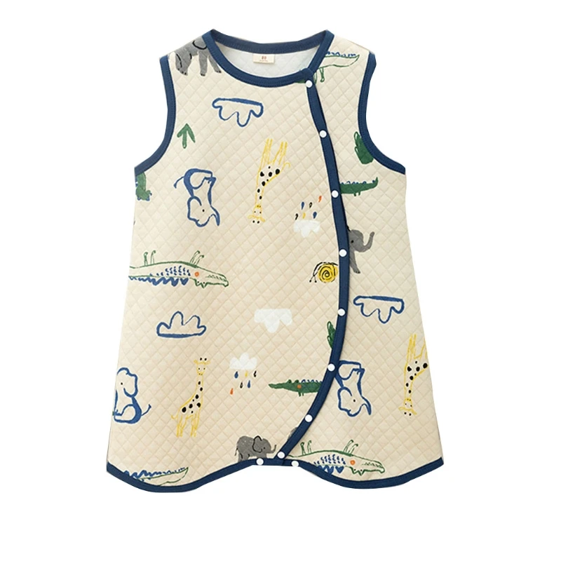 

Cute Cartoon Print Summer Baby Vest Sleeping Bag Anti-Kick Double Muslin Infant