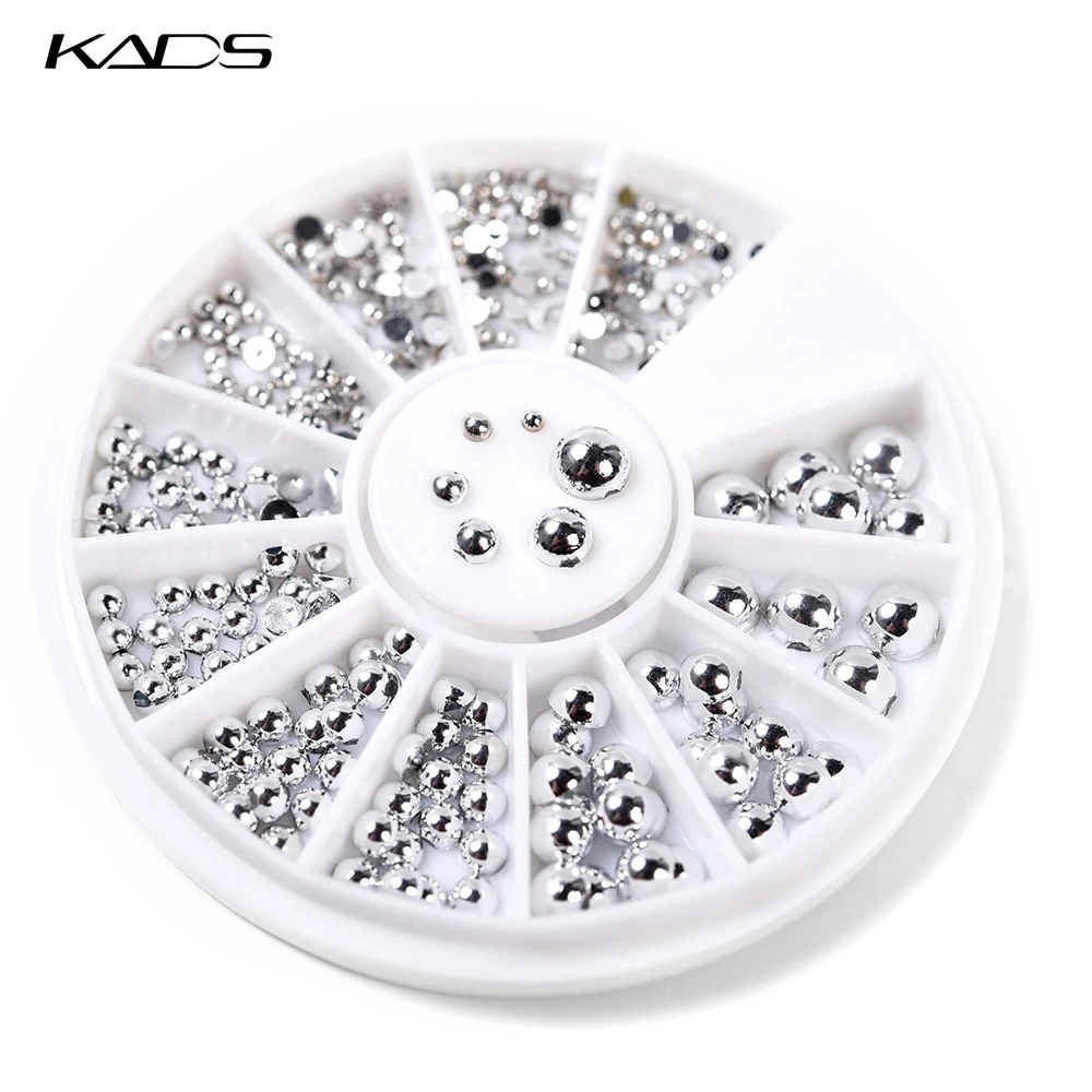 KADS Серебристые жемчужные стразы для ногтей круглые украшения аксессуары с