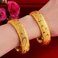 luxury 24k yellow gold plated bracelet for women bride sand gold bracelets bangles wedding birthday fine gold jewelry gifts
