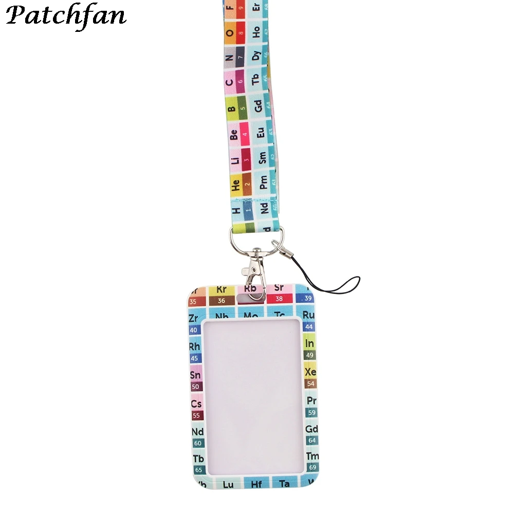 

20Pcs/lot AD120 Patchfan Periodic Table of Chemical Elements Mobile Phone Lanyard With Care Cover For USB Badge Holder Lanyard