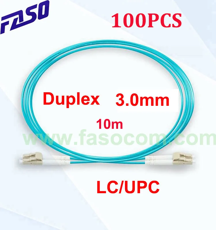 

Фасо 100 шт./упак. 10m Multimode OM3 оптический Волоконно-оптический патч-корд LC/UPC Дуплекс Перемычка мм оптический патч-кабель