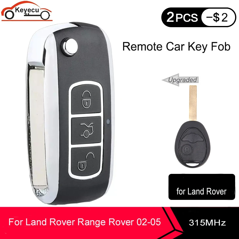 Обновленный флип модуль KEYECU с двумя кнопками 315 МГц чип ID73 для Land Rover Range 2002 2003 2004