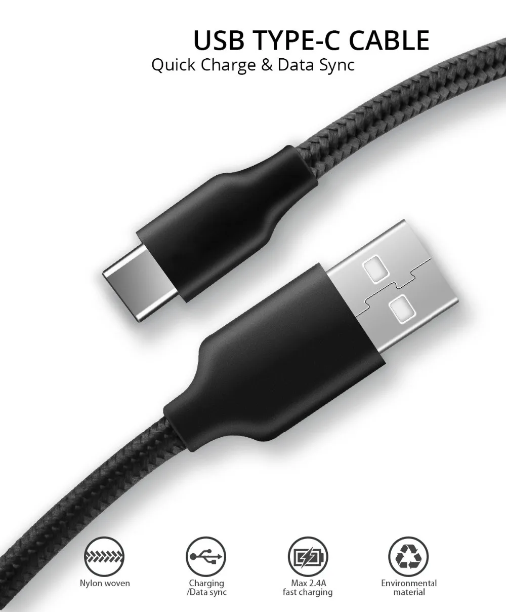 Usb type-C кабель для samsung S9/Galaxy note9 USB C кабель для мобильного телефона Быстрая зарядка type-C кабель для huawei usb type-C устройств