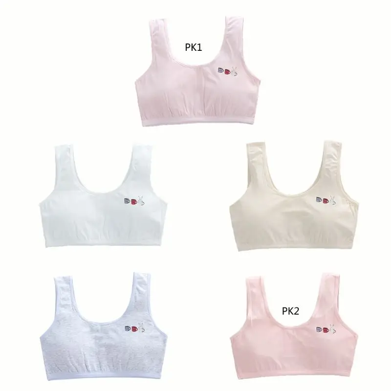 

Teen Bra Girl Vest Cotton Sport Bra Kids Underwear Teenage Racerback Training GXMB