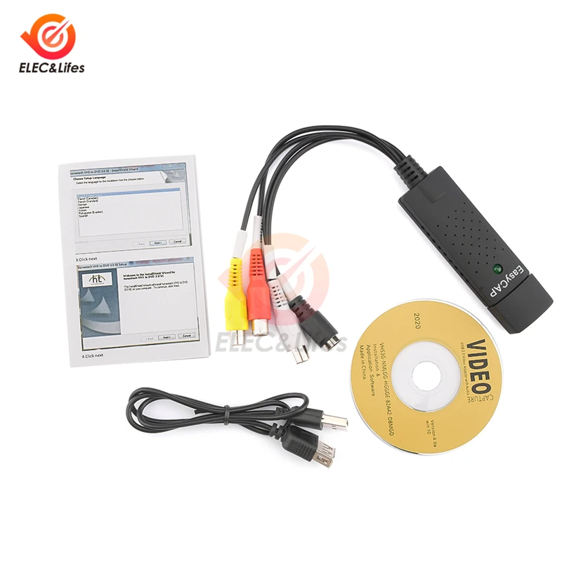 Новое поступление 2022 карта захвата видео USB 2 0 1-канальный адаптер ТВ DVD VHS аудио ПК