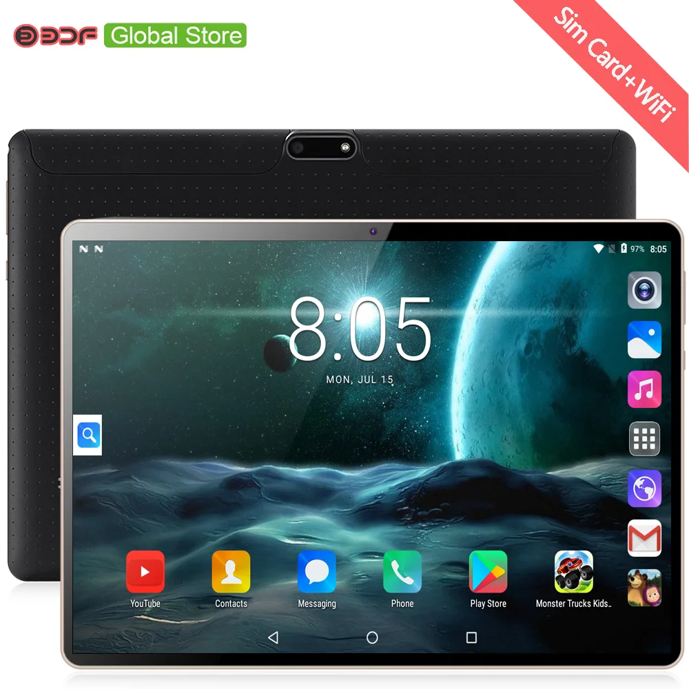 Планшетный ПК 10 дюймов Octa Core 3g Телефонный звонок Google Рынок gps, Wi-Fi, FM, Bluetooth 10,1 Планшеты 4G+ 64G Android 7,0 tab