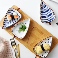 japanese style ceramic seasoning plate leaf shaped ceramic plate snacks appetizer sauce sushi cake tray kitchen tools