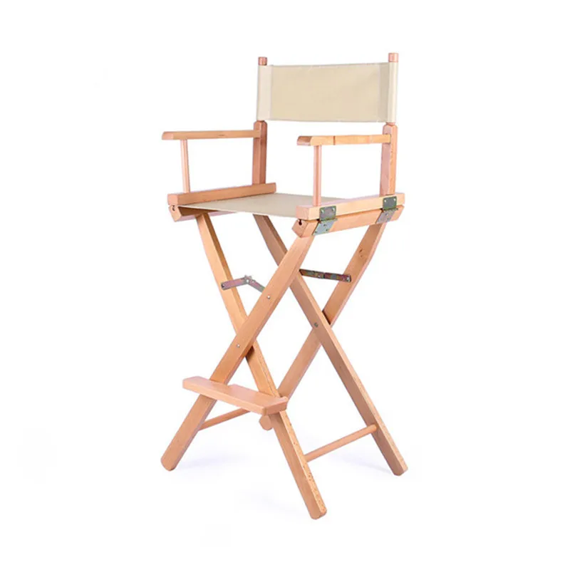 

Bar Height Director Chair Natural/Black Frame with Cavans Garden Furniture Wooden Portable Folding High Director Chair Wood