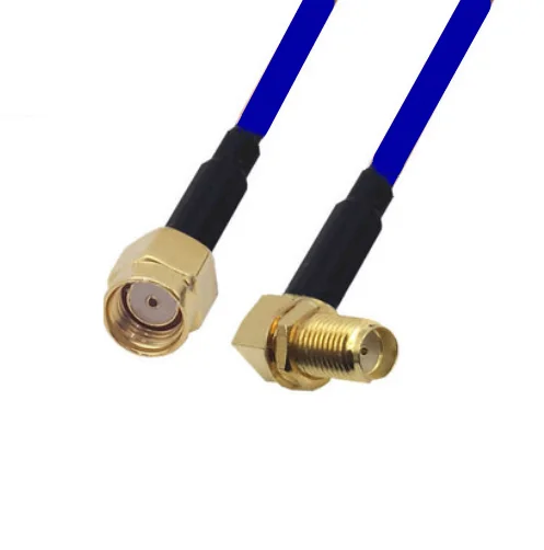 

RP-SMA Male To SMA Female Right angle Connector RG405 RG-405 Semi Flexible Coaxial Cable .086" 50ohm Blue