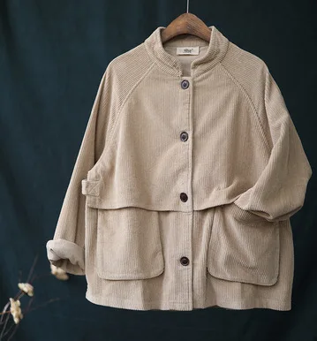 Autumn jackets Women Retro Loose Corduroy Casual Coat 2019 New Female Cardigan Long-sleeved pocket Mori girl Tops | Женская одежда