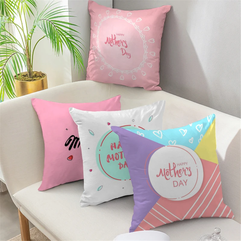 

Pink Cartoon Decorative Pillow Cases Colorful Letter Print Throw Pillows For Bed Sofa Chair Car Seat Cushion Cover Home Decor