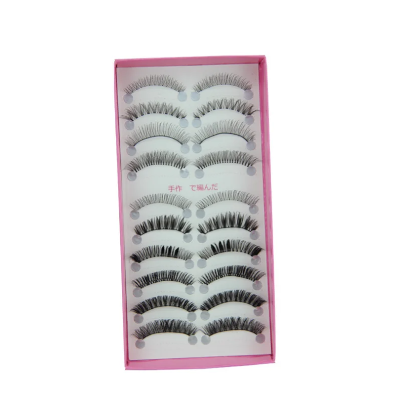 

10 Pairs False Eyelashes Handmade Eyelashes Reusable Silk Lashes Glue-free Eyelash Extension
