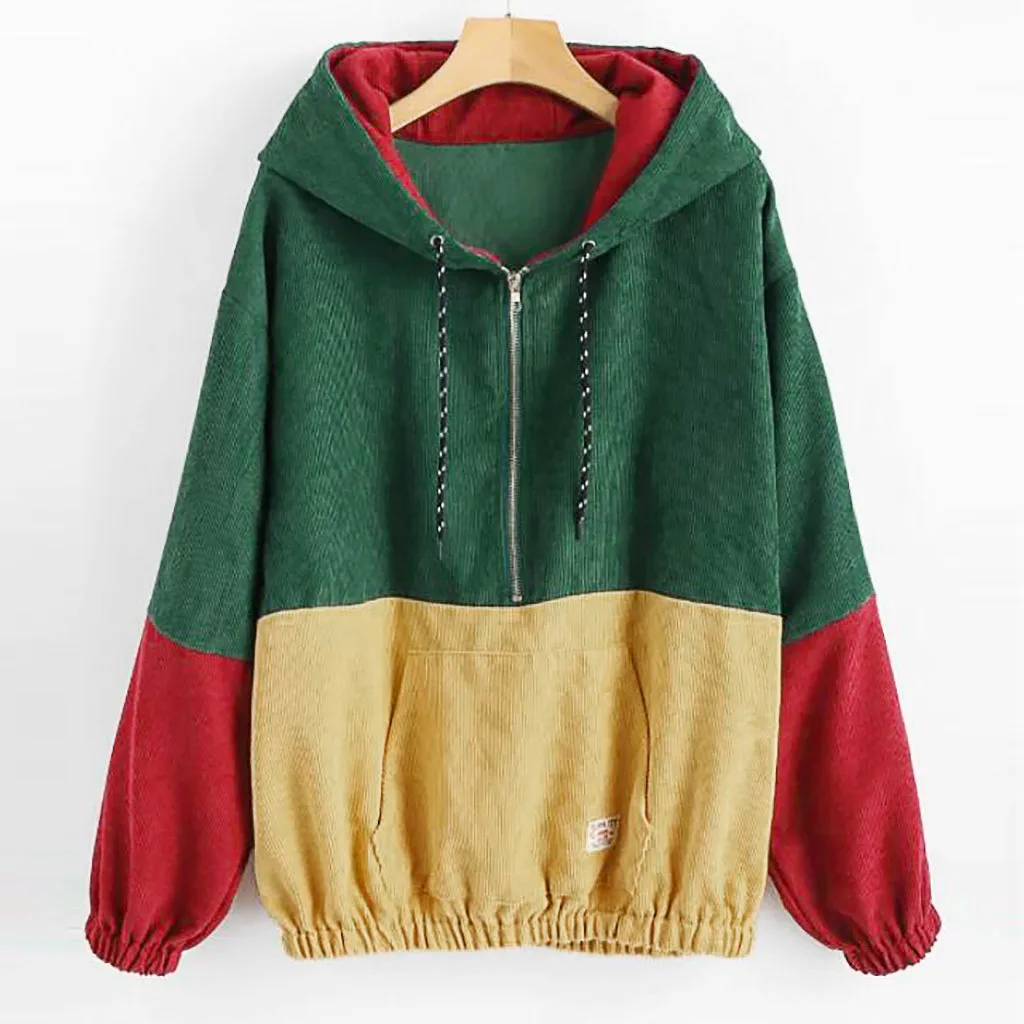 Женская толстовка с капюшоном кофта длинными рукавами и карманами на молнии в