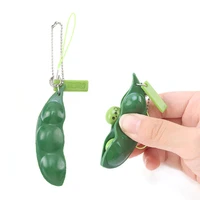 squeeze a bean soybean stress relieving keychain playful charms pendant extrusion peanut keychain for mobile phones and keys