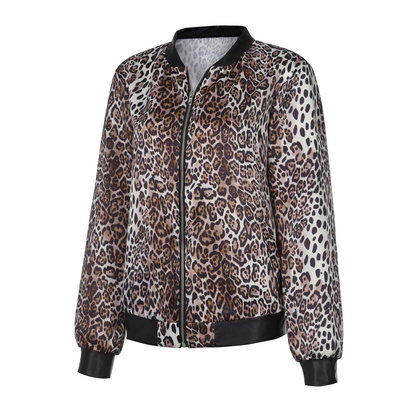 

Women's Jacket 2020 Leopard Print Pocket Zipper Thick Warm Outerwear Jacket Sexy Short Plush Coat Plus Size Manteau de fourrure