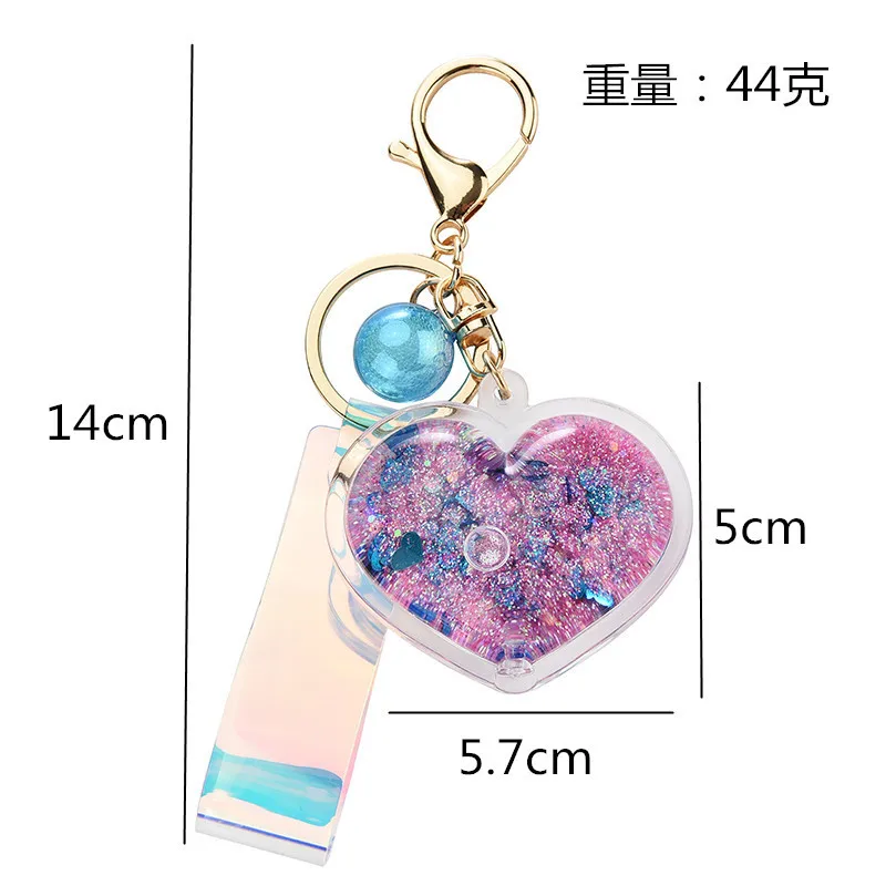 

Creative Quicksand Love Heart Key Chain Moving Flash Sequin Acrylic Keychain For Women Car Bag Charm Pendant Keys Accessories
