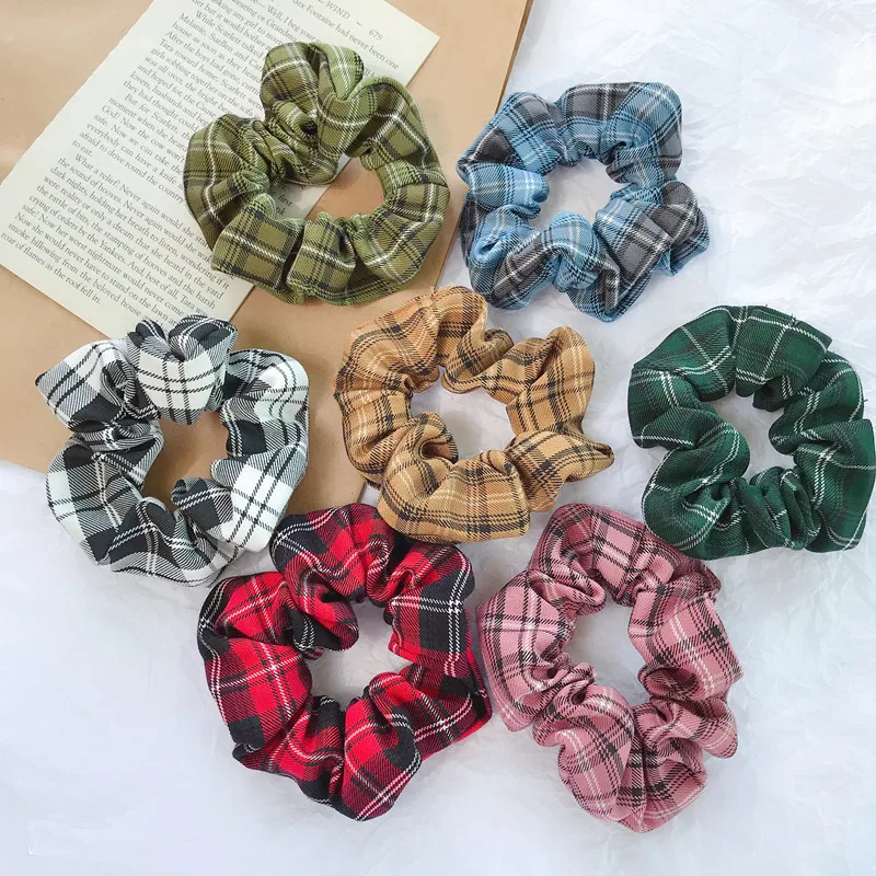 

Женские полосатые клетчатые резинки для волос на осень и зиму, модные резинки для девочек, держатели для конского хвоста, аксессуары для вол...