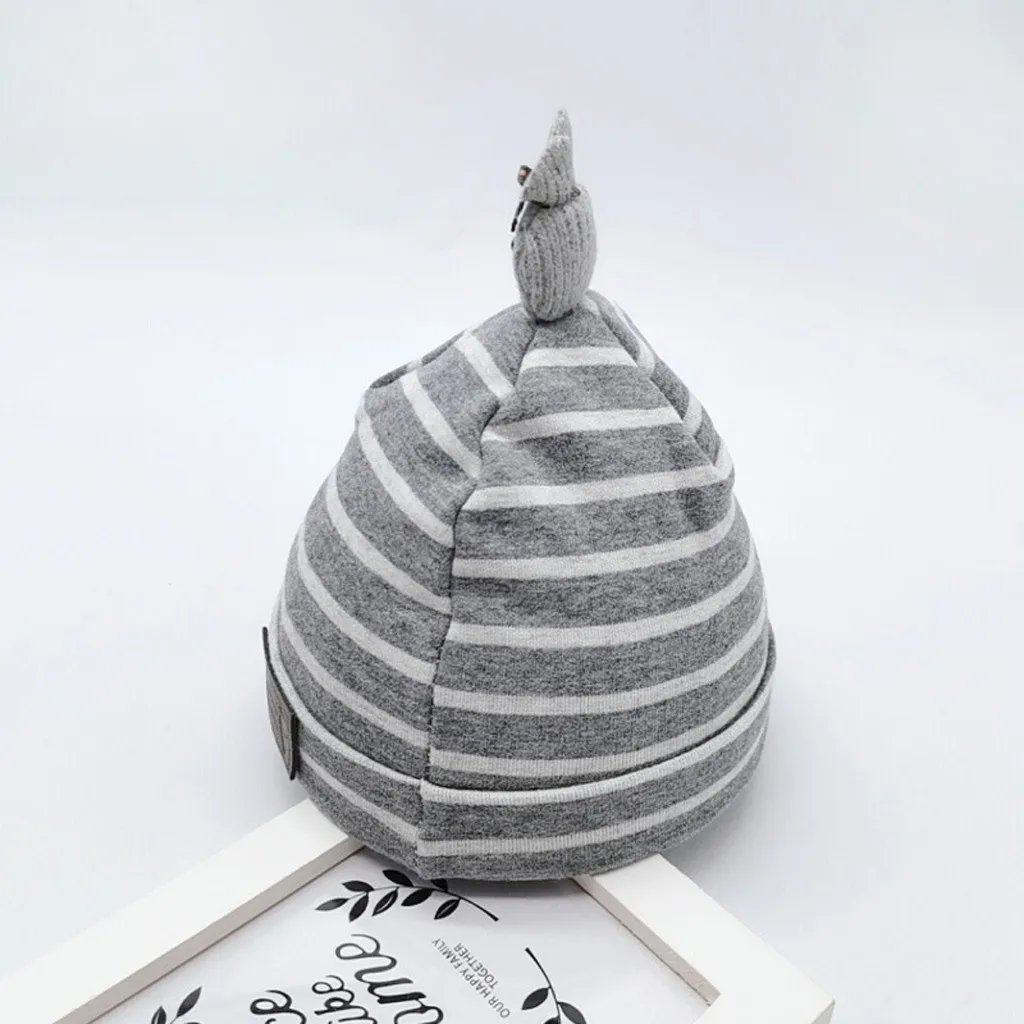 Шапка для малышей сезон осень зима плотная теплая полосатая шапка с рисунком