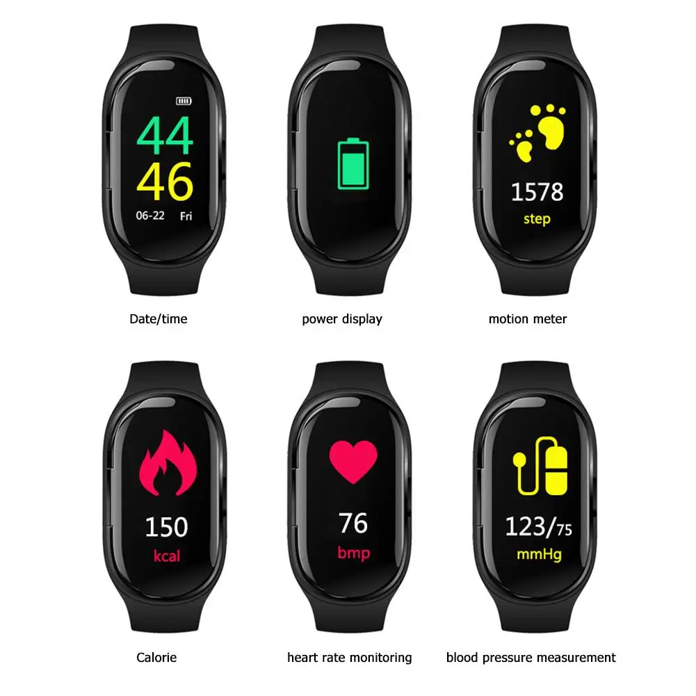 

Hot Sale Smart Bracelet Multi-function M1 2 in 1 Color Screen Smart Bracelet Wireless Bluetooth 5.0 Stereo Earphones