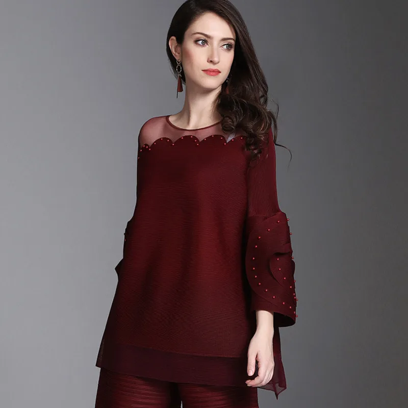 LANMREM 2020 Европейская мода большой размер Женская плиссированная одежда летняя