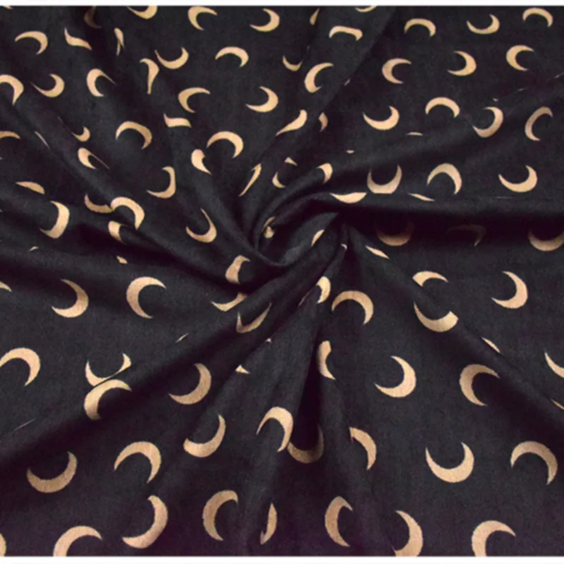

Half meter new design Autumn winter cotton corduroy fabric with crescent moon print dress overcoat trousers material T726