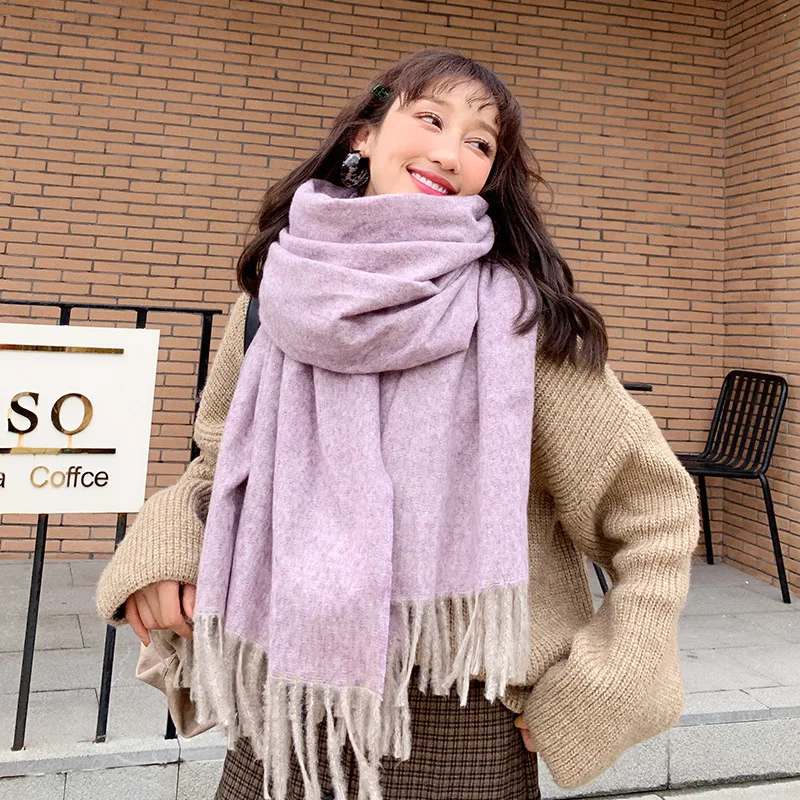 

2019 soild cashmere women scarf winter warm shawl and wraps hijab store pashmina long female foulard head scarves