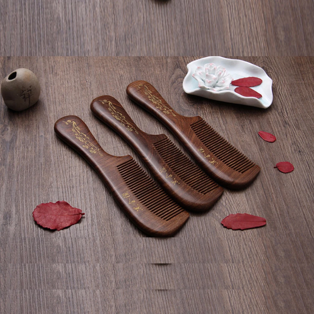 Натуральные сандаловые гребни из твердой древесины расчески для резьбы