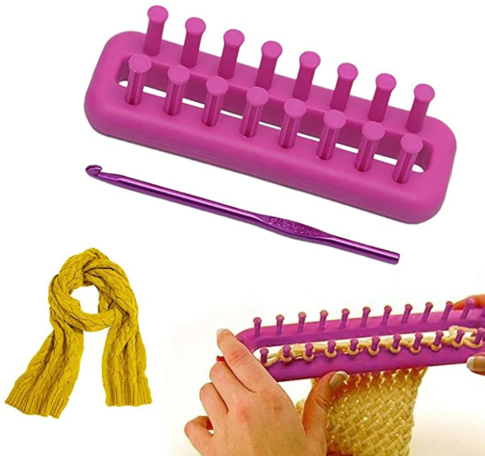 Mini Knitting Loom rose red Plastic Kit with a Crochet DIY Hat/Scarf/Sock Wool Crafts Yarn sewing Tools | Дом и сад