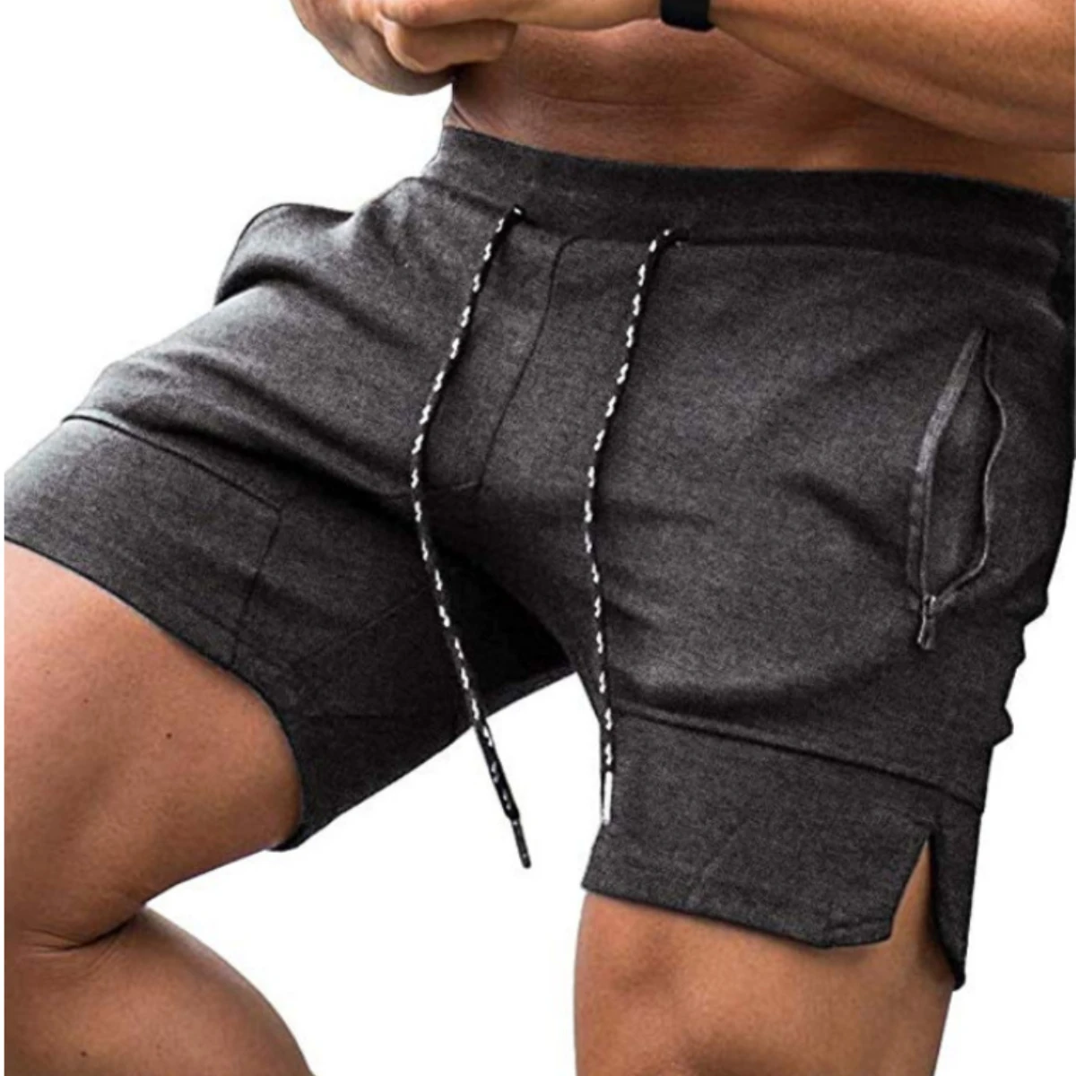 

Men Summer Drawstring Waist Pockets Sport Running Shorts
