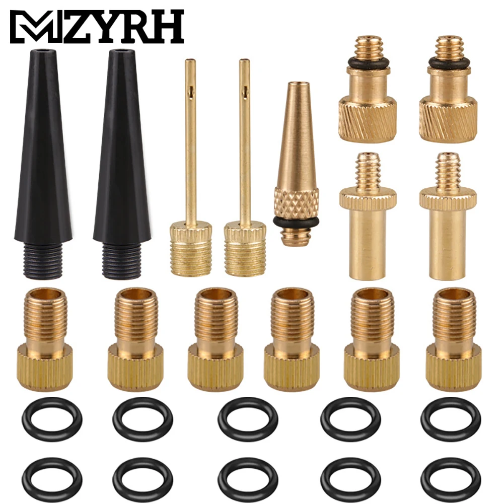 

25 PCS Premium Brass Valve Adapters Bicycle Tire Valve Adapters Ball Pump Needles Adapter Kits as Inflators and Accessories